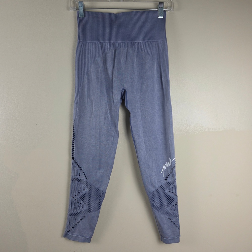 PINK Victoria's Secret Cool & Comfy Seamless Leggings Blue Acid Wash Medium